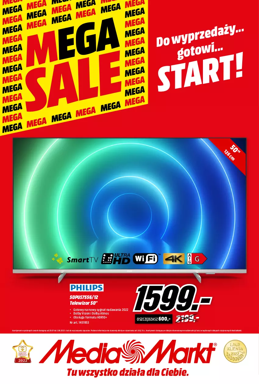 Gazetka promocyjna Media Markt - Gazetka Media Markt - ważna 20.07 do 02.08.2022 - strona 1 - produkty: Telewizor