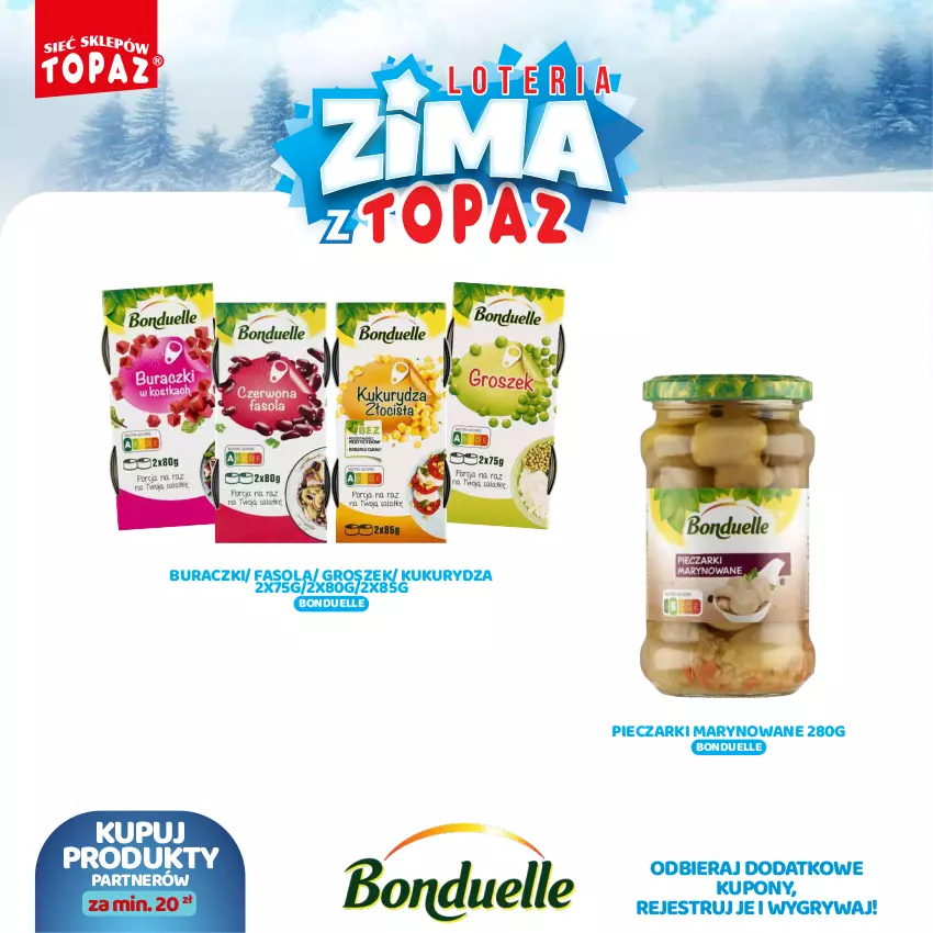 Gazetka promocyjna Topaz - Gazetka - ważna 02.12.2024 do 26.01.2025 - strona 32 - produkty: Bonduelle, Buraczki, Fa, Fasola, Groszek, Gry, Kukurydza, Piec