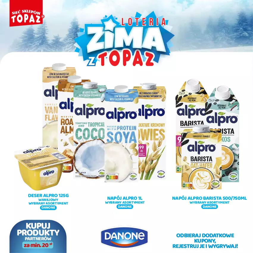 Gazetka promocyjna Topaz - Gazetka - ważna 02.12.2024 do 26.01.2025 - strona 8 - produkty: Alpro, Danone, Deser, Gry, Napój, Ser