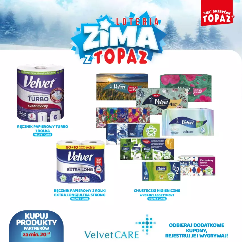 Gazetka promocyjna Topaz - Gazetka - ważna 02.12.2024 do 26.01.2025 - strona 91 - produkty: Chusteczki, Gry, Papier, Ręcznik, Rolki, Velvet