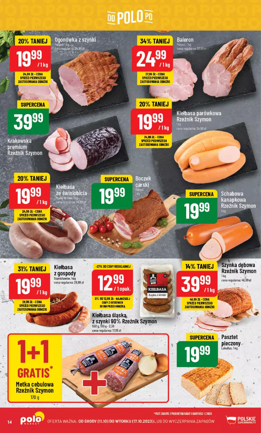 Gazetka promocyjna PoloMarket - Gazetka pomocyjna - ważna 11.10 do 17.10.2023 - strona 14 - produkty: Delecta, Kiełbasa, Kiełbasa śląska, Ogonówka, Pasztet