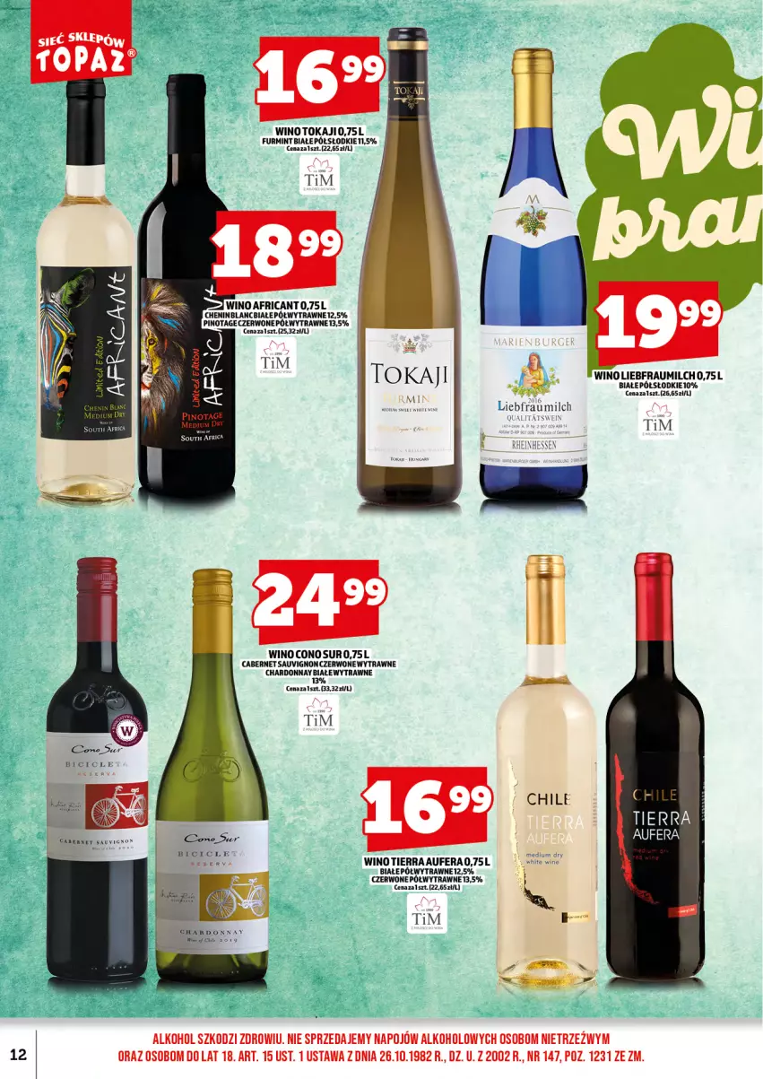 Gazetka promocyjna Topaz - Gazetka - ważna 15.09 do 30.09.2025 - strona 14 - produkty: Cabernet Sauvignon, Chardonnay, Fa, Tokaji, Wino