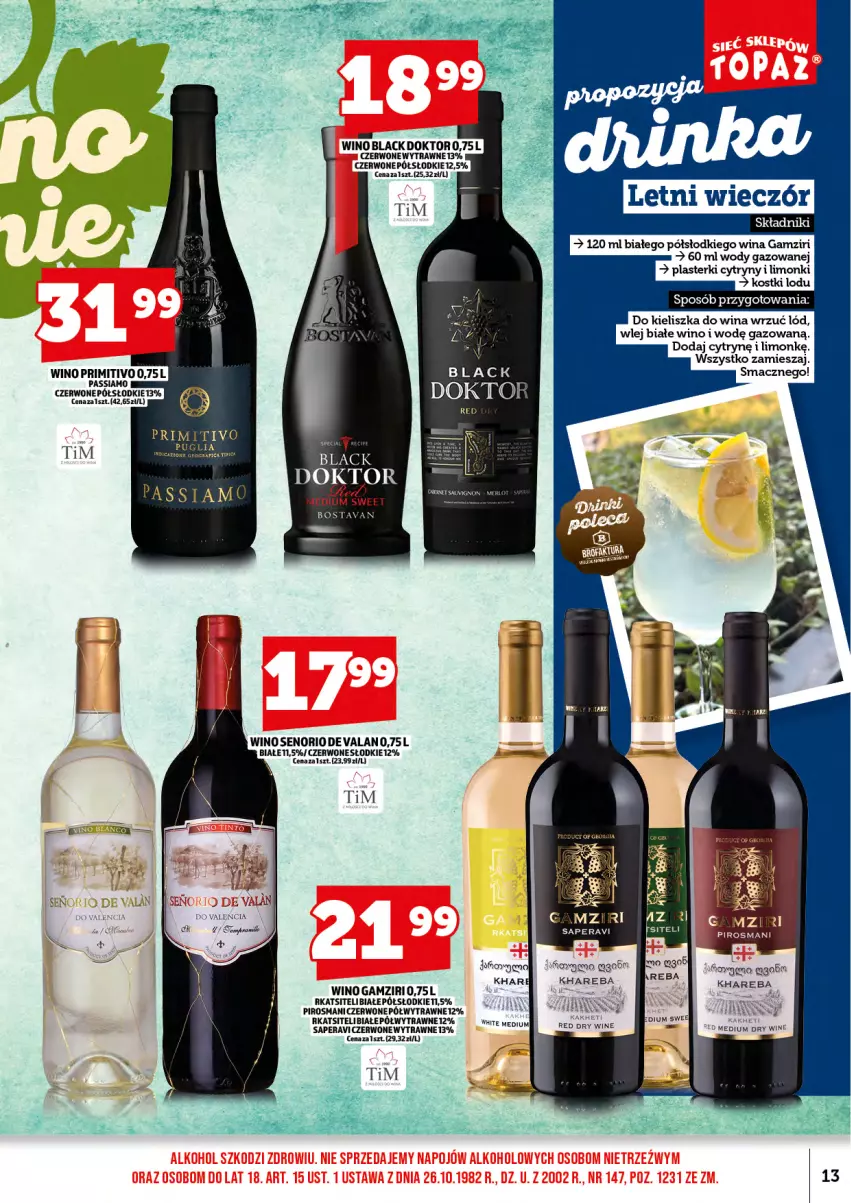 Gazetka promocyjna Topaz - Gazetka - ważna 15.09 do 30.09.2025 - strona 15 - produkty: Cytryny, Lack, Plasterki, Wino