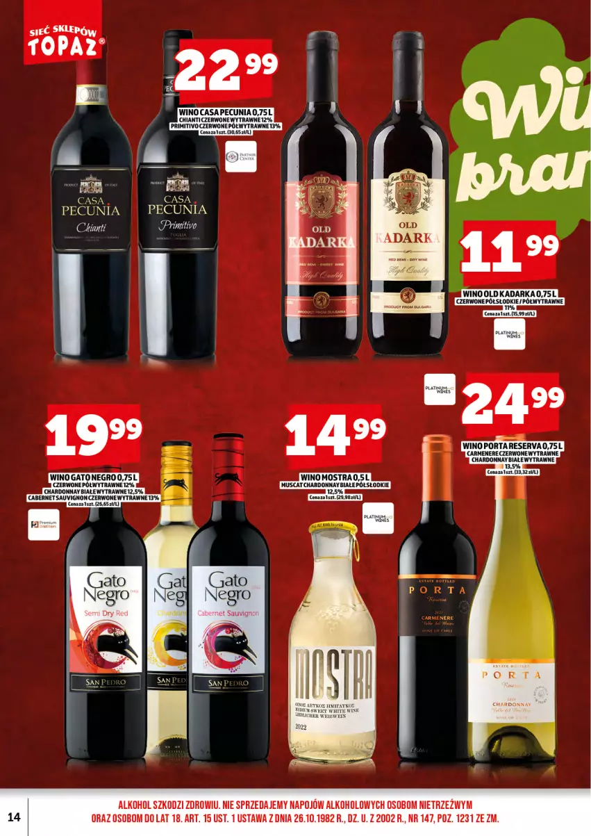 Gazetka promocyjna Topaz - Gazetka - ważna 15.09 do 30.09.2025 - strona 16 - produkty: Chardonnay, Chia, Chianti, Mus, Wino