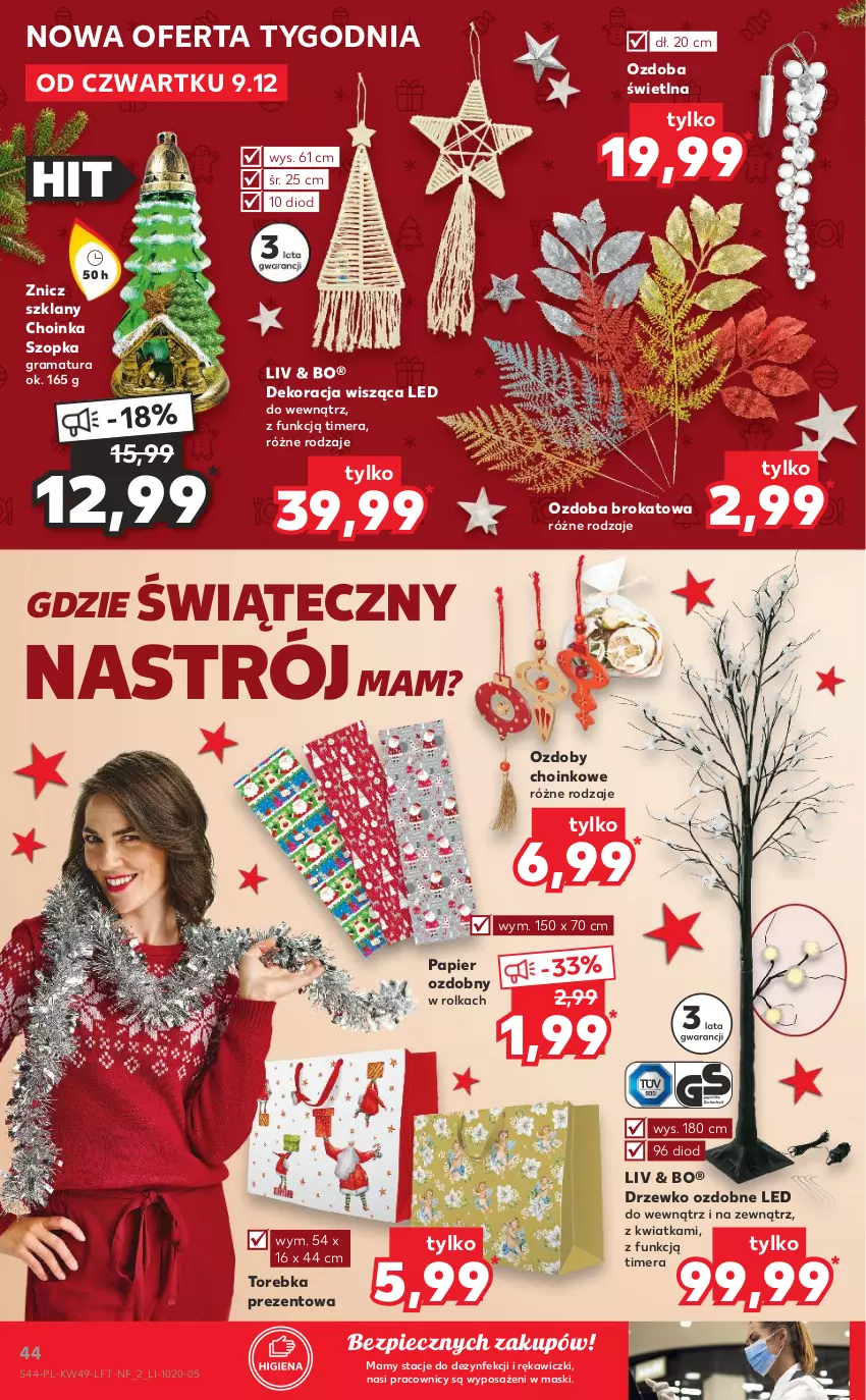 Gazetka promocyjna Kaufland - OFERTA TYGODNIA - ważna 09.12 do 15.12.2021 - strona 44 - produkty: Choinka, Gra, Inka, Ozdoba, Papier, Papier ozdobny, Piec, Rama, Torebka, Znicz