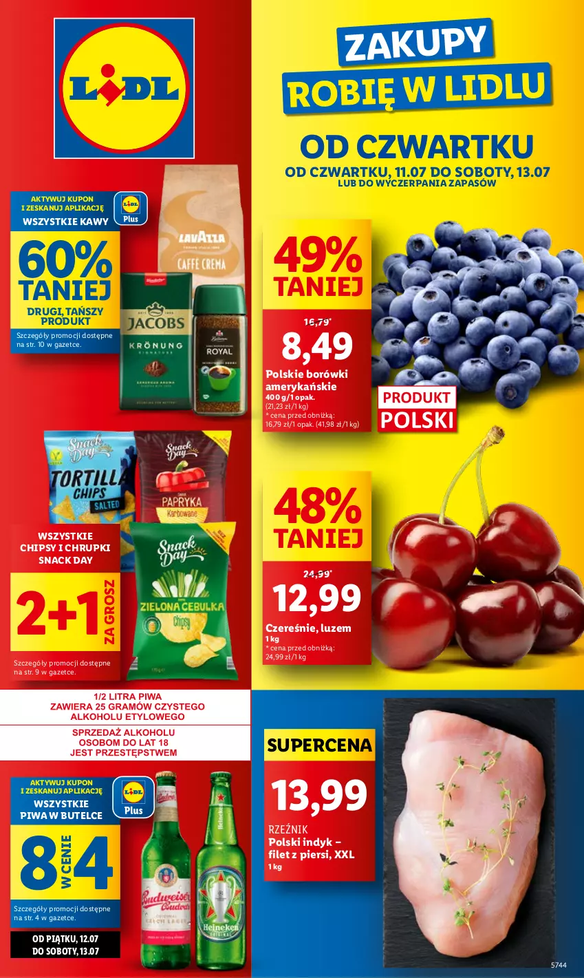 Gazetka promocyjna Lidl - GAZETKA - ważna 11.07 do 13.07.2024 - strona 1 - produkty: Chipsy, Chrupki, Piwa, Sok