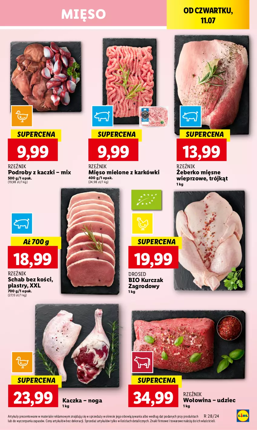 Gazetka promocyjna Lidl - GAZETKA - ważna 11.07 do 13.07.2024 - strona 25 - produkty: Kaczka, Kurczak, Mięso, Mięso mielone, Podroby z kaczki, Schab bez kości, Wołowina