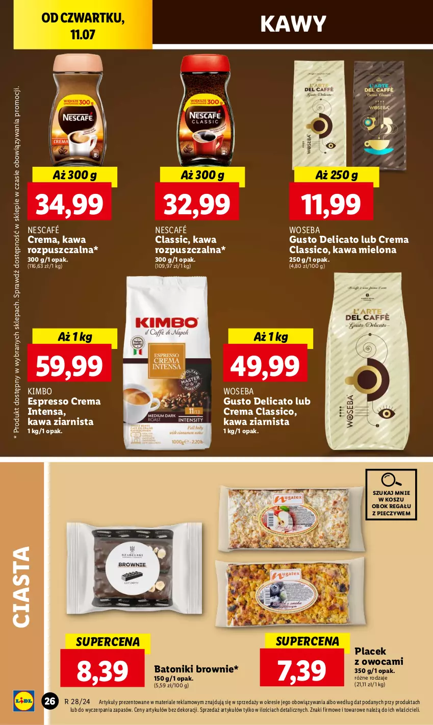 Gazetka promocyjna Lidl - GAZETKA - ważna 11.07 do 13.07.2024 - strona 34 - produkty: Baton, Brownie, Kawa, Kawa mielona, Kawa rozpuszczalna, Kawa ziarnista, Kosz, Nescafé, Piec, Regał, Tonik, Woseba