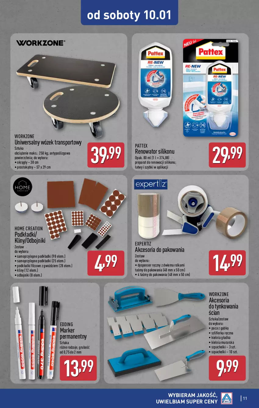 Gazetka promocyjna Aldi - Artykuły przemysłowe i tekstylia - ważna 07.01 do 10.01.2025 - strona 11 - produkty: Akcesoria do pakowania, Marker, Mop, Podkład, Por, Ser, Sport, Szlifierka, Tran, Wózek, Wózek transportowy
