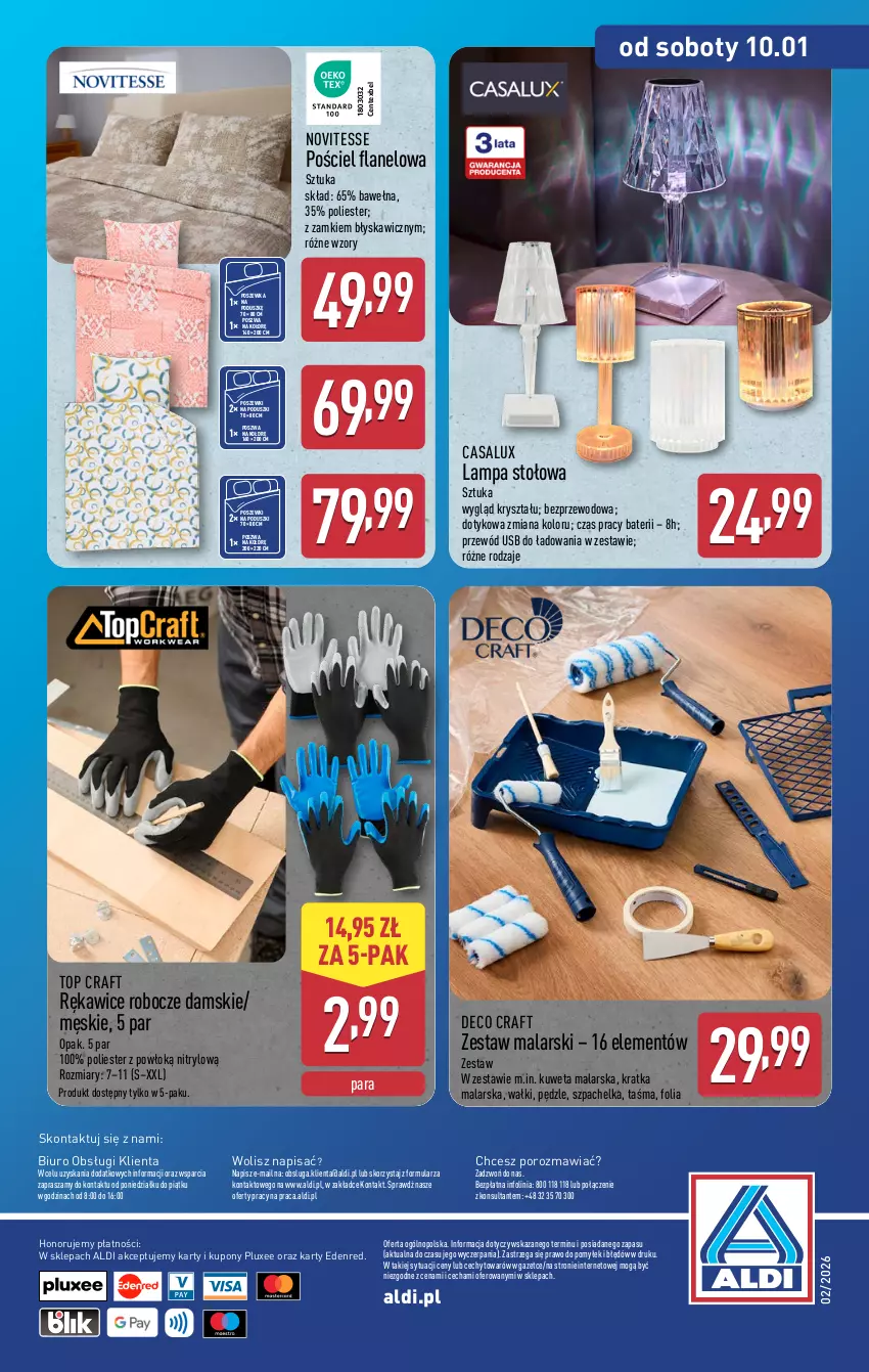 Gazetka promocyjna Aldi - Artykuły przemysłowe i tekstylia - ważna 07.01 do 10.01.2025 - strona 12 - produkty: Biuro, Kuweta, Lampa, Lampa stołowa, O nas, Por, Pościel, Pościel flanelowa, Poszewka, Przewód, Rękawice, Rękawice robocze, Top, Wełna