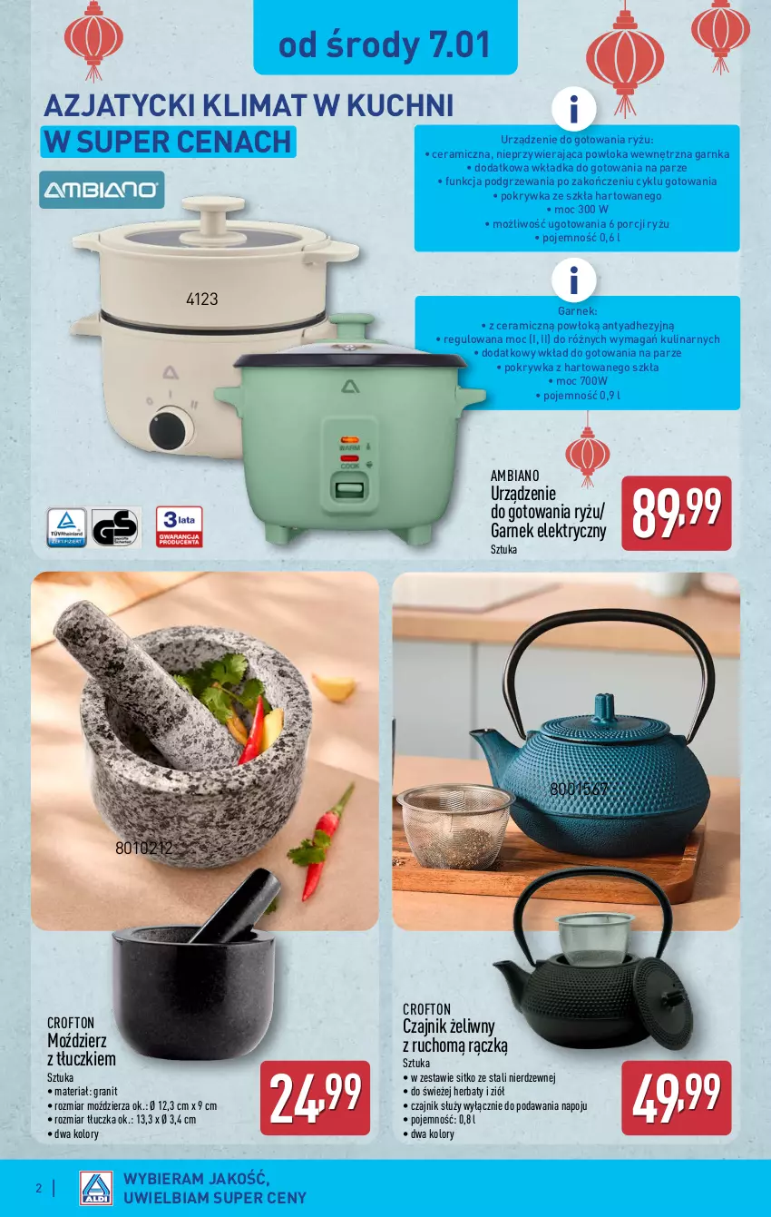 Gazetka promocyjna Aldi - Artykuły przemysłowe i tekstylia - ważna 07.01 do 10.01.2025 - strona 2 - produkty: Czajnik, Garnek, Gra, Por, Ryż, Sitko