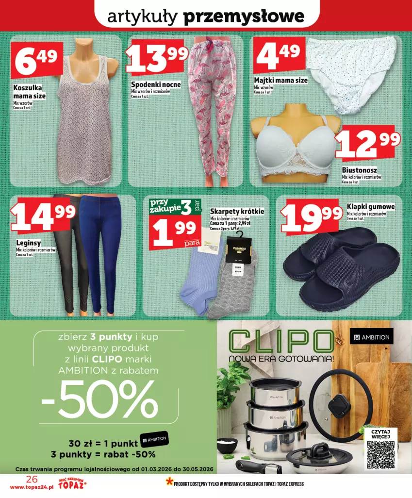 Gazetka promocyjna Topaz - Gazetka - ważna 09.04 do 15.04.2026 - strona 26 - produkty: Biustonosz, Gin, Gra, Klapki, Kosz, Majtki, Szal, Top