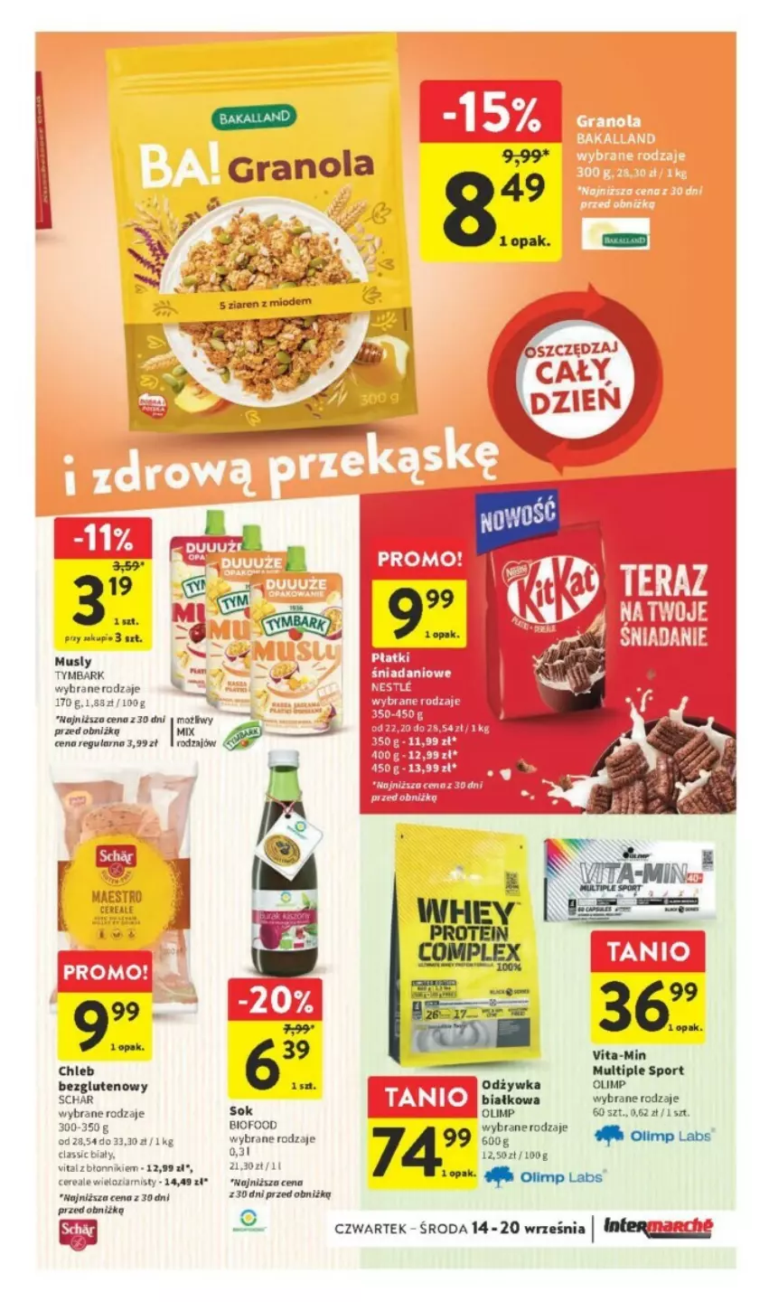 Gazetka promocyjna Intermarche - ważna 14.09 do 20.09.2023 - strona 22 - produkty: Chleb, Chleb bezglutenowy, Danio, Mus, Odżywka, Por, Sok, Sport, Tymbark, Vita-Min