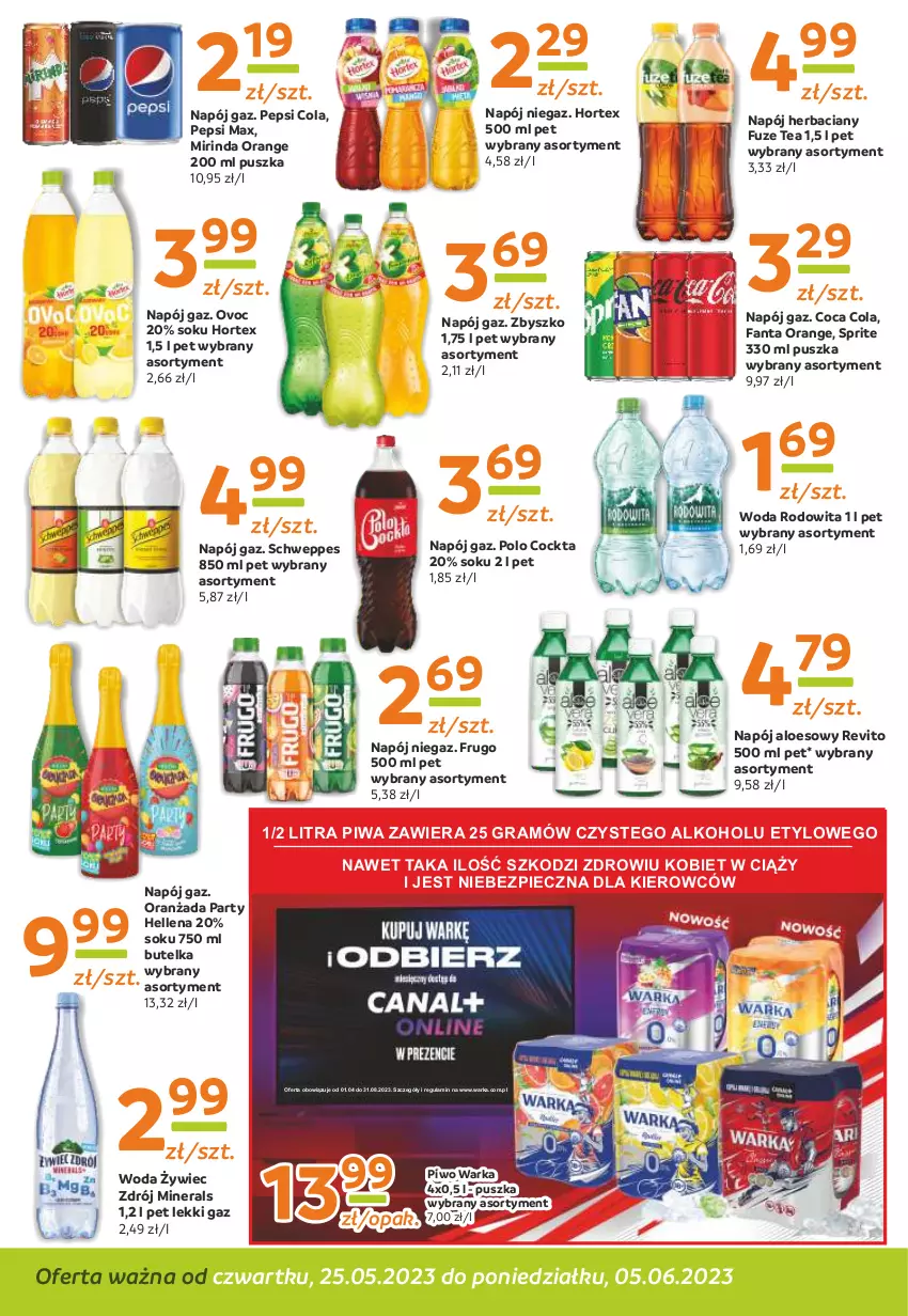 Gazetka promocyjna Gama - Gazetka Gama - ważna 05.06.2023 do 25.05.2024 - strona 10 - produkty: Fa, Fanta, Gra, Hellena, Hortex, Mirinda, Napój, Oranżada, Pepsi, Pepsi max, Piec, Piwa, Piwo, Schweppes, Sok, Sprite, Warka, Woda