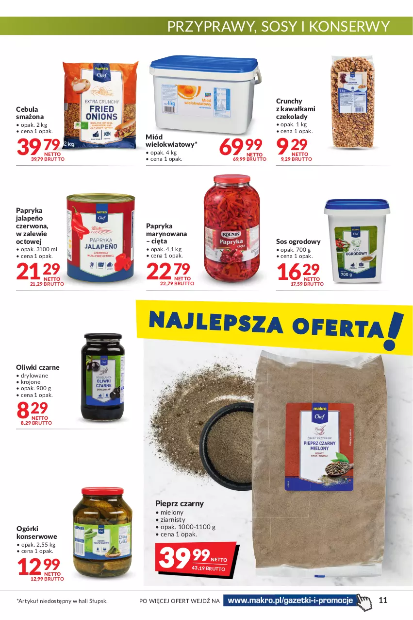 Gazetka promocyjna Makro - [Oferta promocyjna] Artykuły spożywcze i przemysłowe - ważna 22.02 do 07.03.2022 - strona 11 - produkty: Cebula, Cebula smażona, Kawa, Miód, Ogórki konserwowe, Oliwki, Oliwki czarne, Papryka, Papryka jalapeño, Papryka marynowana, Pieprz, Przyprawy, Ser, Sos