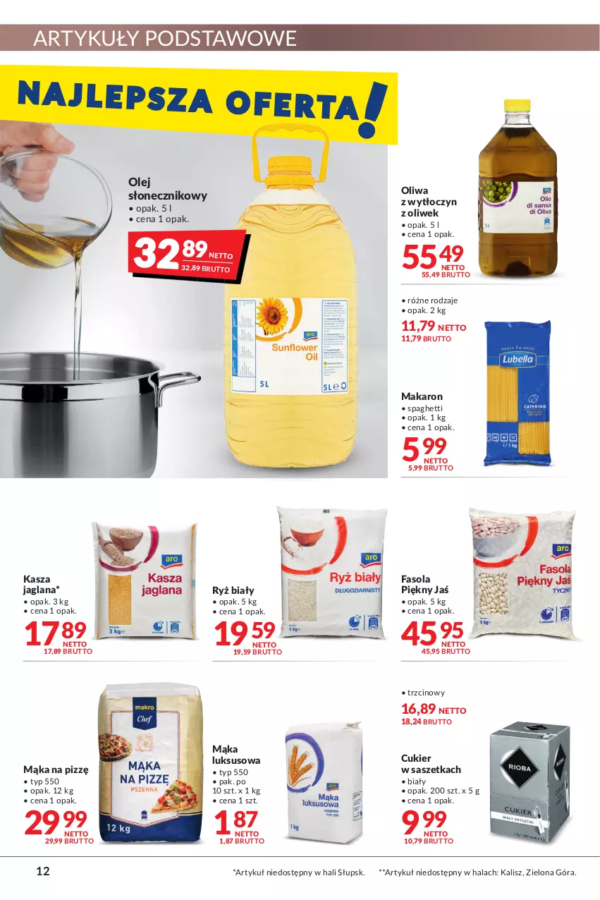 Gazetka promocyjna Makro - [Oferta promocyjna] Artykuły spożywcze i przemysłowe - ważna 22.02 do 07.03.2022 - strona 12 - produkty: Cukier, Fa, Fasola, Kasza, Kasza jaglana, LANA, Mąka, Mąka luksusowa, Makaron, Olej, Olej słonecznikowy, Ryż, Ryż biały, Spaghetti