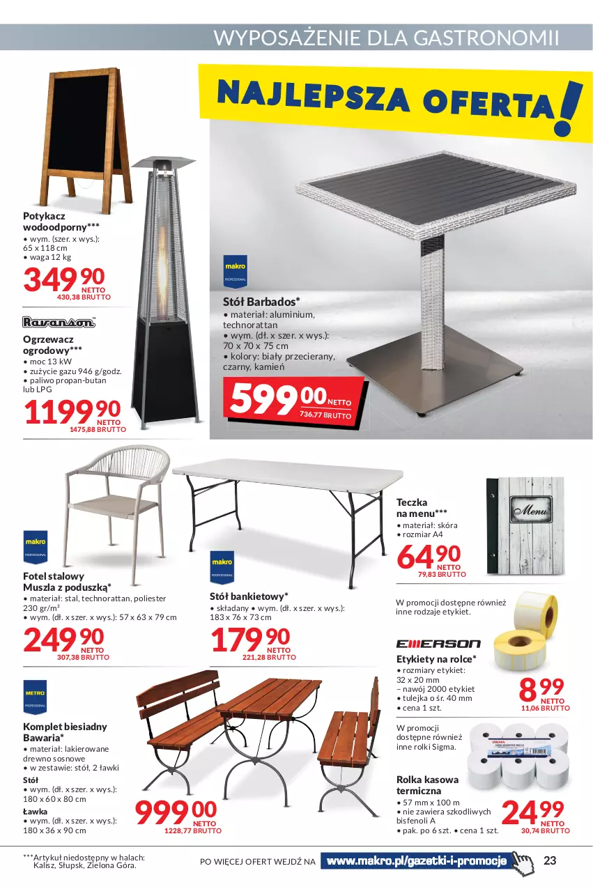 Gazetka promocyjna Makro - [Oferta promocyjna] Artykuły spożywcze i przemysłowe - ważna 22.02 do 07.03.2022 - strona 23 - produkty: Fotel, Lakier, Mus, Por, Rolka kasowa, Rolki, Sos, Stół, Waga