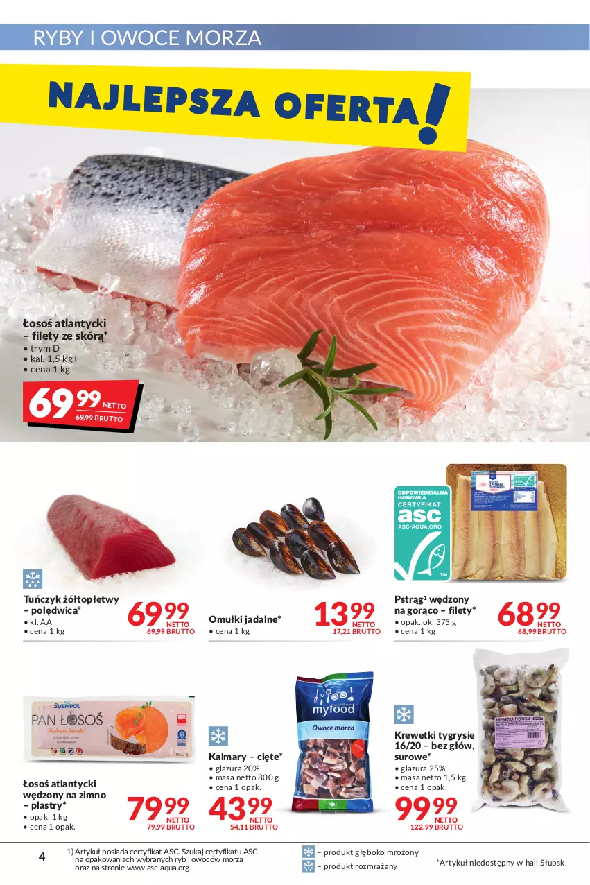 Gazetka promocyjna Makro - [Oferta promocyjna] Artykuły spożywcze i przemysłowe - ważna 22.02 do 07.03.2022 - strona 4 - produkty: Glazura, Gry, Kalmar, Kalmary, Krewetki, Lazur, Omułki jadalne, Owoce, Owoce morza, Polędwica, Pstrąg, Ryby i owoce morza, Top, Tuńczyk