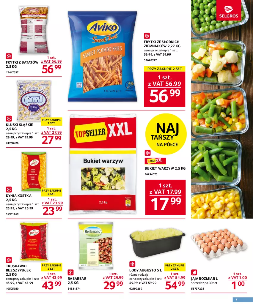 Gazetka promocyjna Selgros - Oferta gastronomiczna - ważna 13.07 do 26.07.2023 - strona 7 - produkty: Bukiet, Bukiet warzyw, Frytki, Frytki z batatów, Jaja, Lody, Truskawki