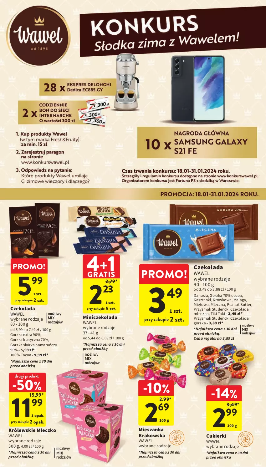 Gazetka promocyjna Intermarche - Gazetka Intermarche - ważna 18.01 do 24.01.2024 - strona 33 - produkty: Cukier, Cukierki, Czekolada, Czekolada gorzka, Czekolada mleczna, Gra, Królewski, Królewskie Mleczko, Mleczko, Wawel