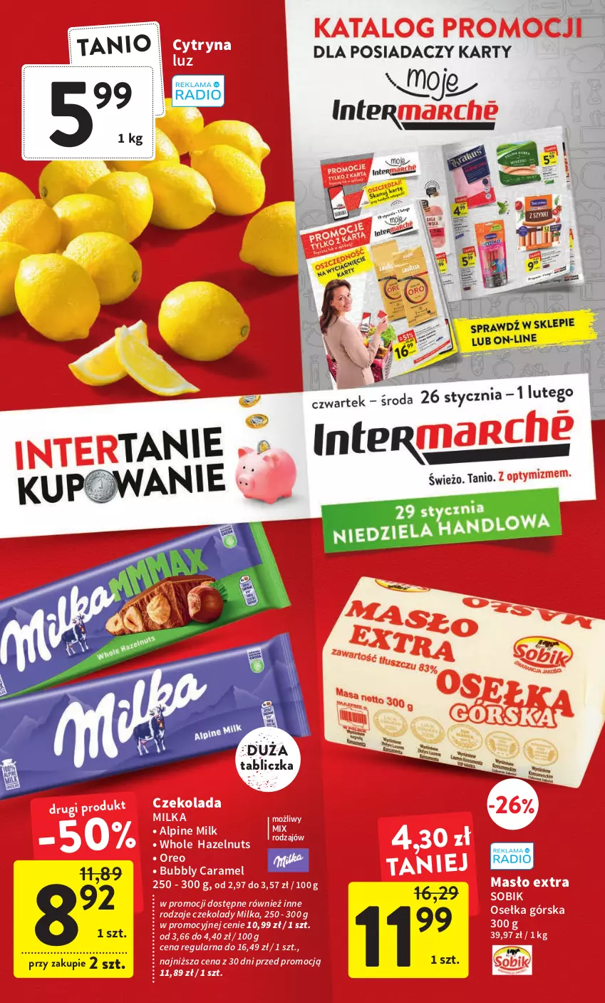 Gazetka promocyjna Intermarche - Gazetka Intermarche - ważna 26.01 do 01.02.2023 - strona 1 - produkty: Czekolada, Masło, Milka, Oreo