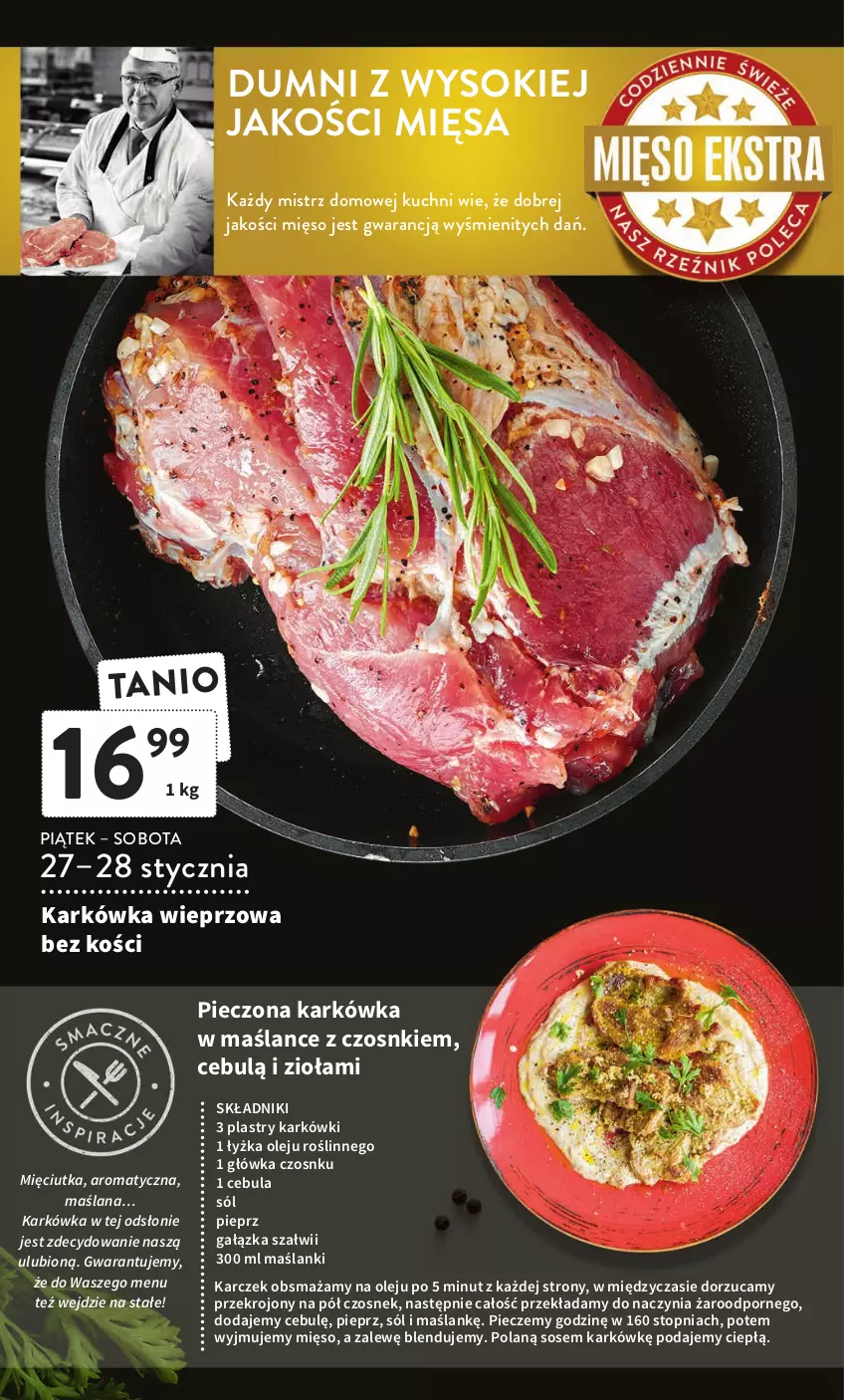 Gazetka promocyjna Intermarche - Gazetka Intermarche - ważna 26.01 do 01.02.2023 - strona 12 - produkty: Cebula, Czosnek, Karkówka wieprzowa, LANA, Lanki, Mięso, Olej, Piec, Pieprz, Por, Sok, Sól, Sos, Top