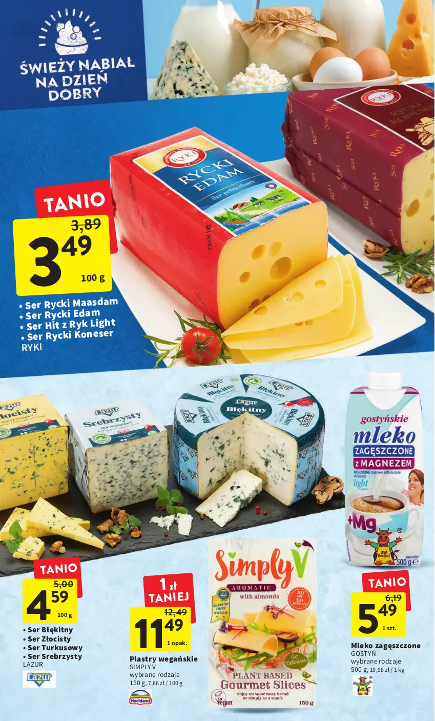 Gazetka promocyjna Intermarche - Gazetka Intermarche - ważna 26.01 do 01.02.2023 - strona 20 - produkty: Edam, Lazur, Maasdam, Mleko, Mleko zagęszczone, Rycki Edam, Ser