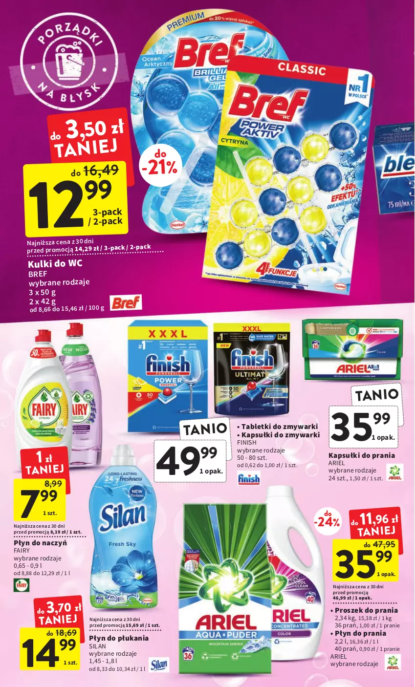 Gazetka promocyjna Intermarche - Gazetka Intermarche - ważna 26.01 do 01.02.2023 - strona 32 - produkty: Ariel, Bref, Fa, Fairy, Finish, Kapsułki do prania, Kulki do wc, Płyn do płukania, Płyn do prania, Proszek do prania, Silan, Tablet, Tabletki do zmywarki, Zmywarki