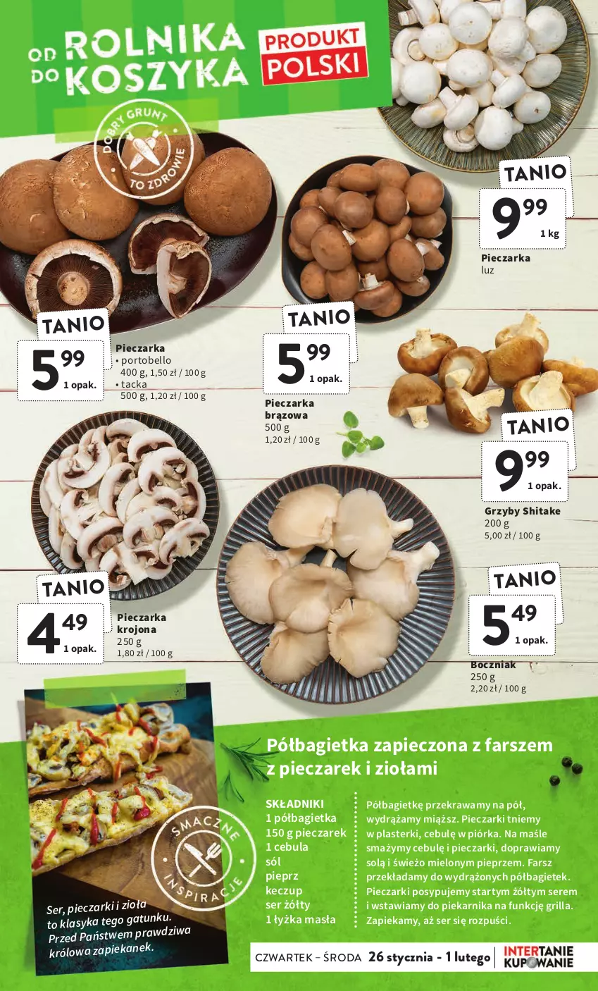 Gazetka promocyjna Intermarche - Gazetka Intermarche - ważna 26.01 do 01.02.2023 - strona 9 - produkty: Bagietka, Bell, Boczniak, Cebula, Fa, Grill, Grzyby, Piec, Pieczarka, Piekarnik, Pieprz, Plasterki, Półbagietka, Por, Portobello, Ser, Sól