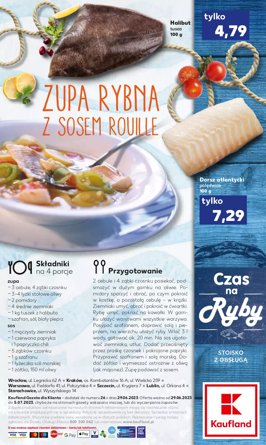 Gazetka promocyjna Kaufland - Kaufland - ważna 29.06 do 05.07.2023 - strona 2 - produkty: Czosnek, Dorsz, Fa, Halibut, Kawa, Majonez, Orka, Papryka, Pieprz, Polędwica, Pomidory, Por, Sól, Sos, Szafran, Tusz, Wagi, Warzywa, Ziemniaki, Zupa