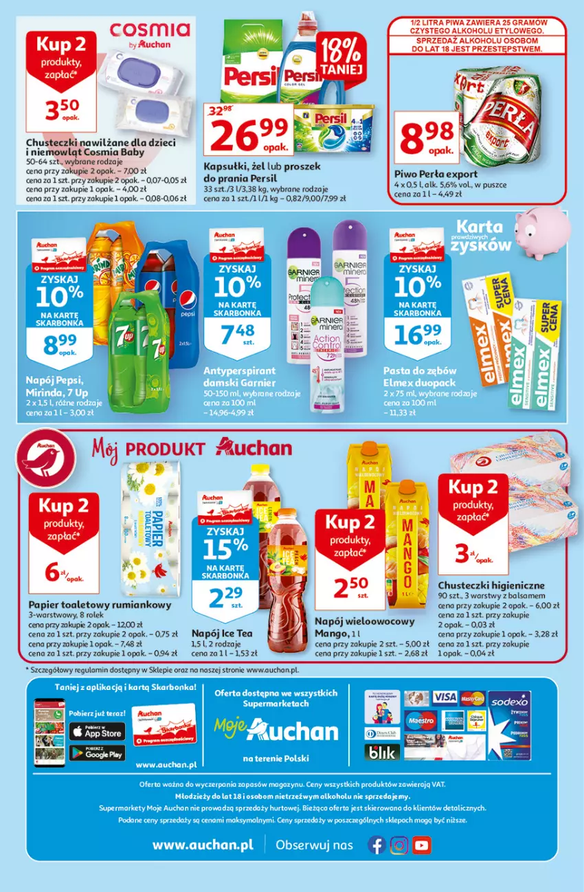 Gazetka promocyjna Auchan - Oszczędzanie z markami Auchan Moje Auchan - ważna 30.09 do 06.10.2021 - strona 4 - produkty: Chusteczki, Dzieci, Garnier, Gra, Ice tea, Mango, Napój, O nas, Papier, Papier toaletowy, Persil, Piwa, Rum, Ser