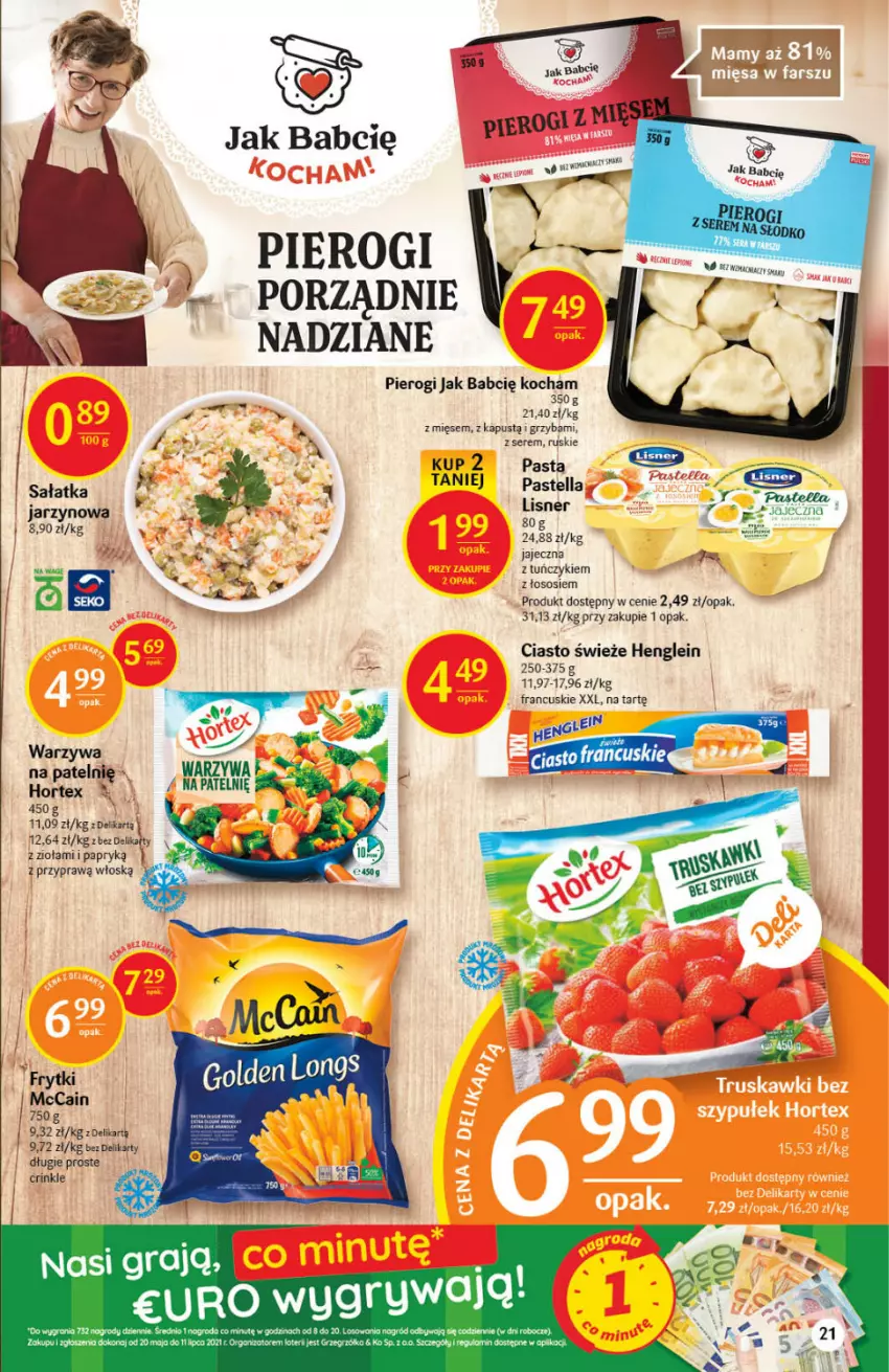 Gazetka promocyjna Delikatesy Centrum - Gazetka Delikatesy Centrum - ważna 20.05 do 26.05.2021 - strona 21 - produkty: Frytki, Gra, Hortex, Kapustą, Koc, McCain, Pastella, Pierogi, Por, Sałat, Sałatka, SEKO, Ser, Sos, Tuńczyk, Warzywa