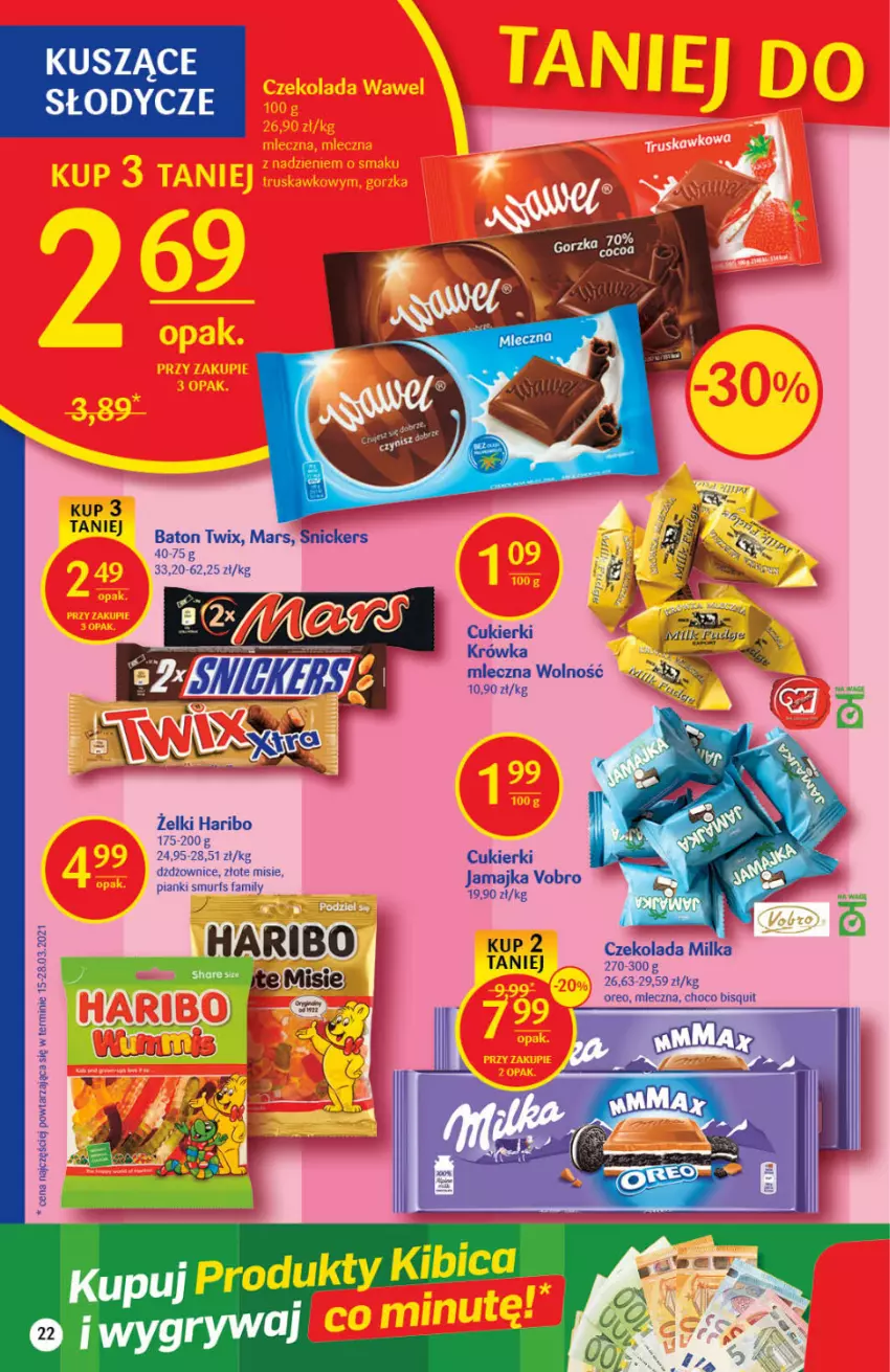 Gazetka promocyjna Delikatesy Centrum - Gazetka Delikatesy Centrum - ważna 20.05 do 26.05.2021 - strona 22 - produkty: Baton, Cukier, Cukierki, Czekolada, Fa, Haribo, Mars, Milka, Oreo, Twix