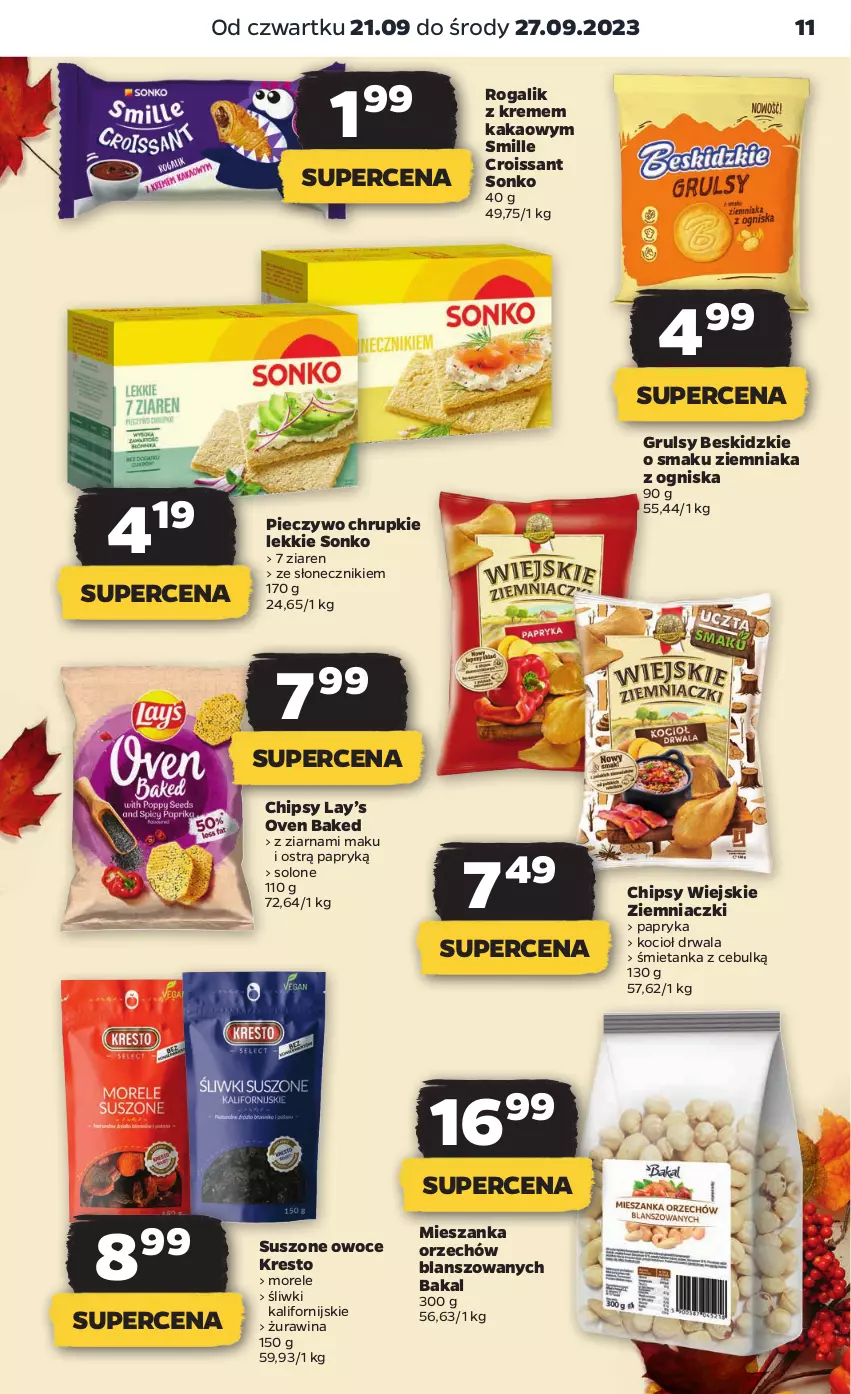 Gazetka promocyjna Netto - Artykuły spożywcze - ważna 21.09 do 27.09.2023 - strona 11 - produkty: Beskidzki, Chipsy, Chrupki, Croissant, Kakao, Koc, Lay’s, Owoce, Papryka, Piec, Pieczywo, Pieczywo chrupkie, Rogal, Sonko