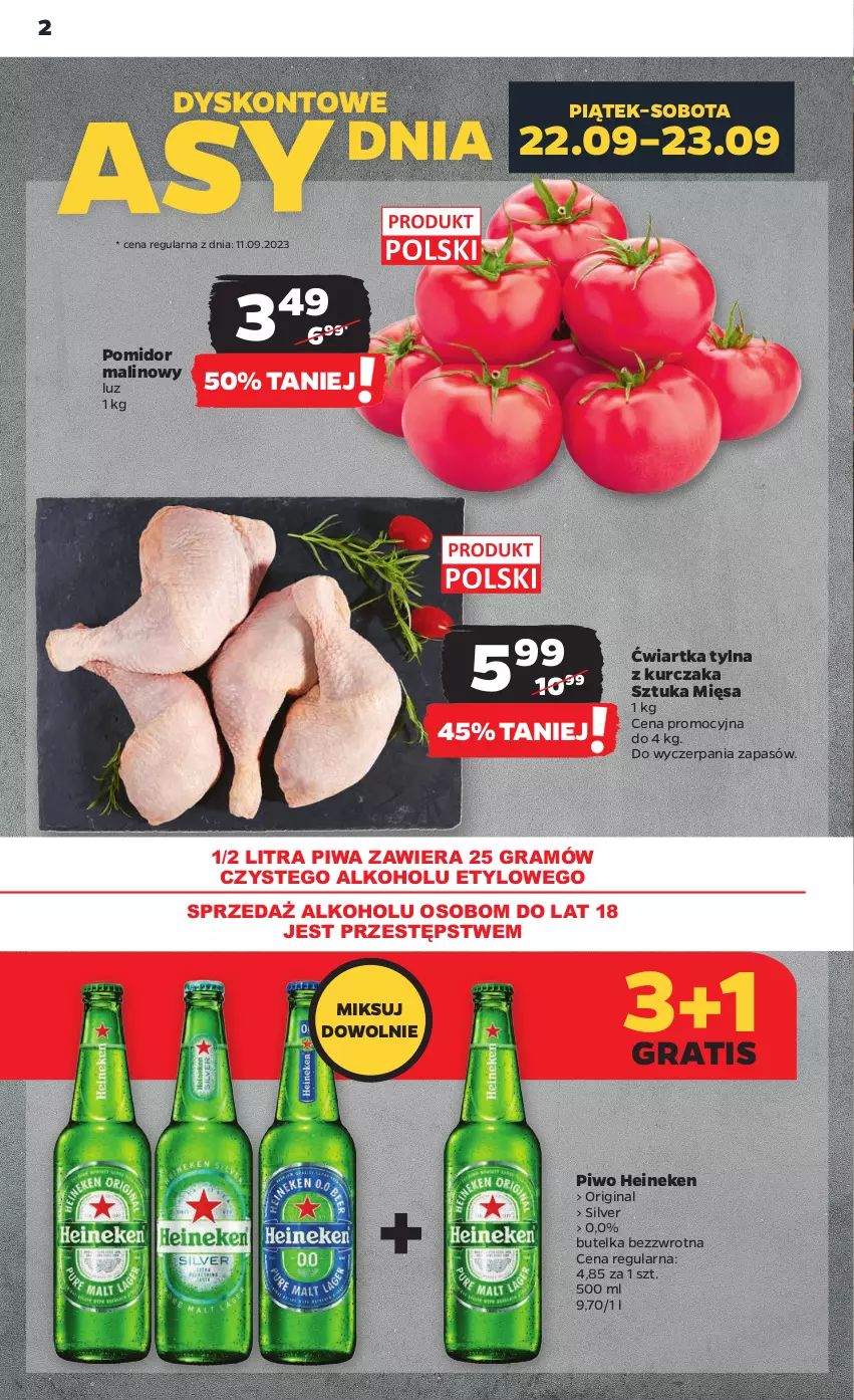 Gazetka promocyjna Netto - Artykuły spożywcze - ważna 21.09 do 27.09.2023 - strona 2 - produkty: Gin, Gra, Heineken, Kurczak, Piwa, Piwo, Pomidor malinowy