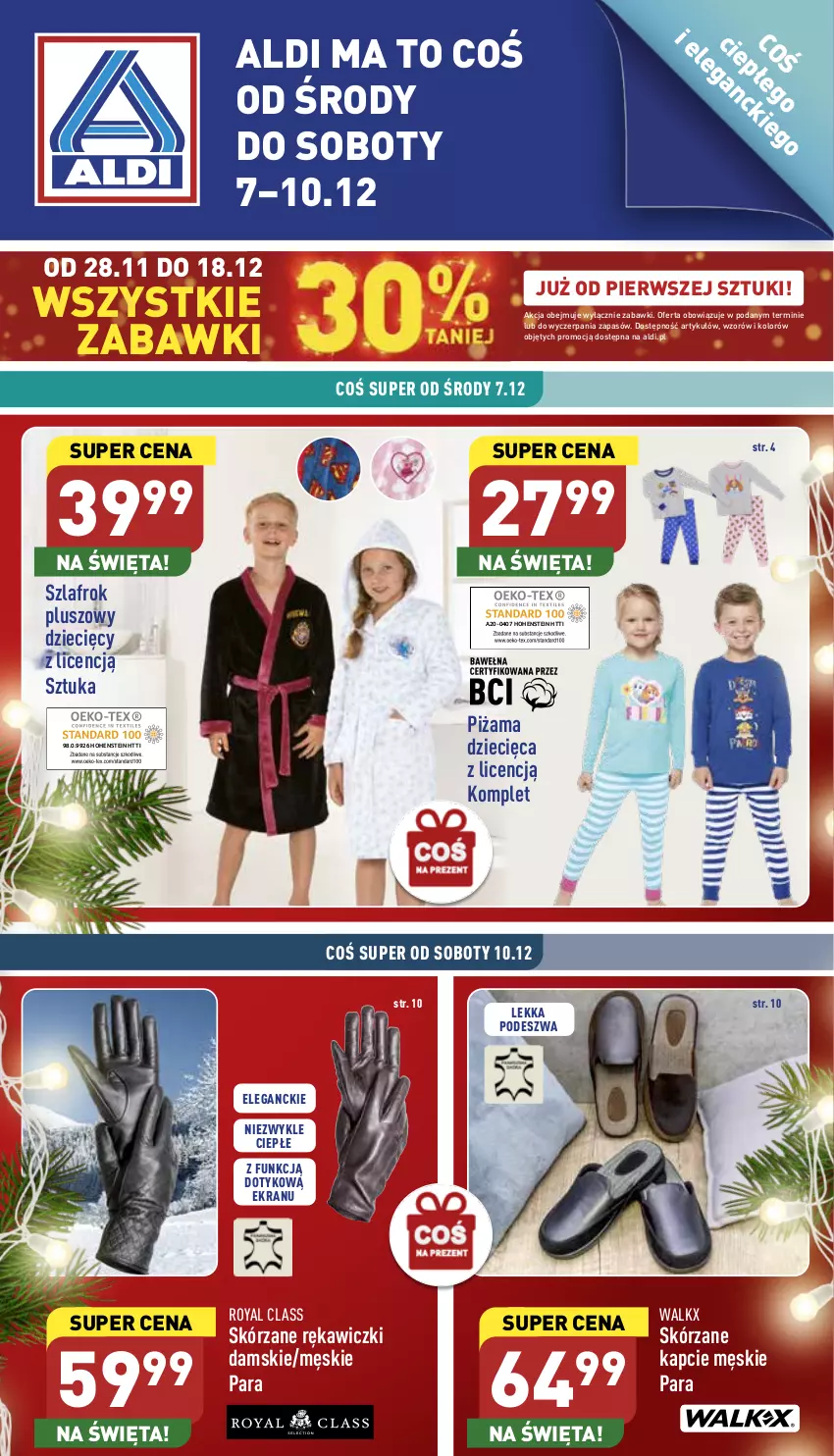 Gazetka promocyjna Aldi - Zaplanuj zakupy wcześniej - ważna 07.12 do 10.12.2022 - strona 1 - produkty: Dzieci, Kapcie, Piżama, Szlafrok