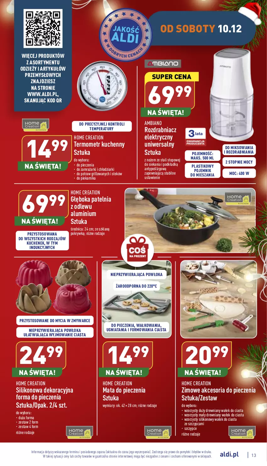 Gazetka promocyjna Aldi - Zaplanuj zakupy wcześniej - ważna 07.12 do 10.12.2022 - strona 13 - produkty: Forma do pieczenia, Grill, Noż, Patelnia, Piec, Piekarnik, Podkład, Pojemnik, Por, Rozdrabniacz, Stek, Szczypce, Termometr, Top, Wałek, Wałek do ciasta