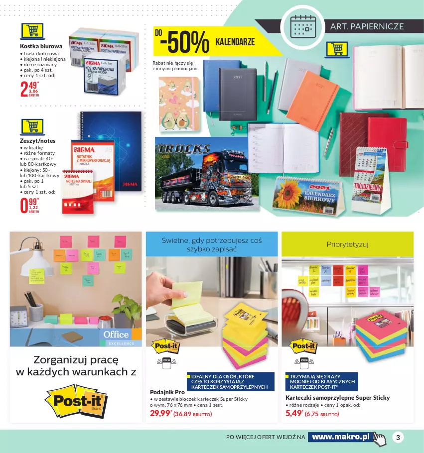 Gazetka promocyjna Makro - [Oferta promocyjna] Twoje Biuro - ważna 07.01 do 25.01.2021 - strona 3 - produkty: Biuro, Kalendarz, Karteczki samoprzylepne, Klej, Mop, Papier