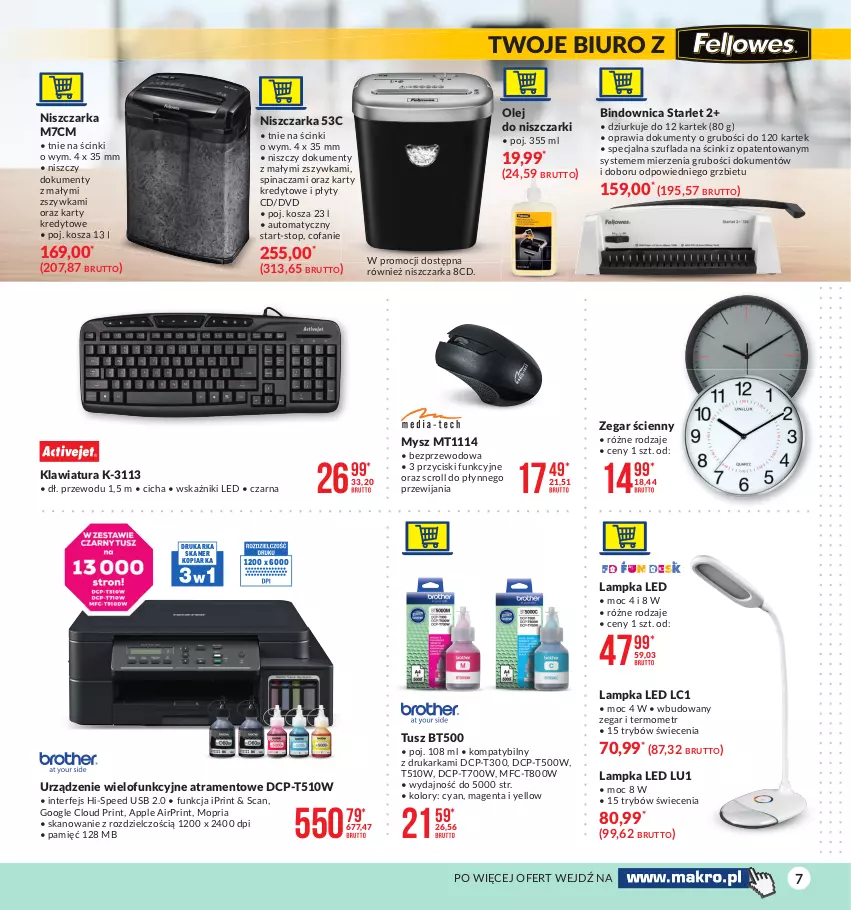 Gazetka promocyjna Makro - [Oferta promocyjna] Twoje Biuro - ważna 07.01 do 25.01.2021 - strona 7 - produkty: Biuro, Drukarka, Fa, Klawiatura, Kosz, Mop, Mysz, Niszczarka, Olej, Skaner, Termometr, Top, Tusz, Urządzenie wielofunkcyjne, Zegar