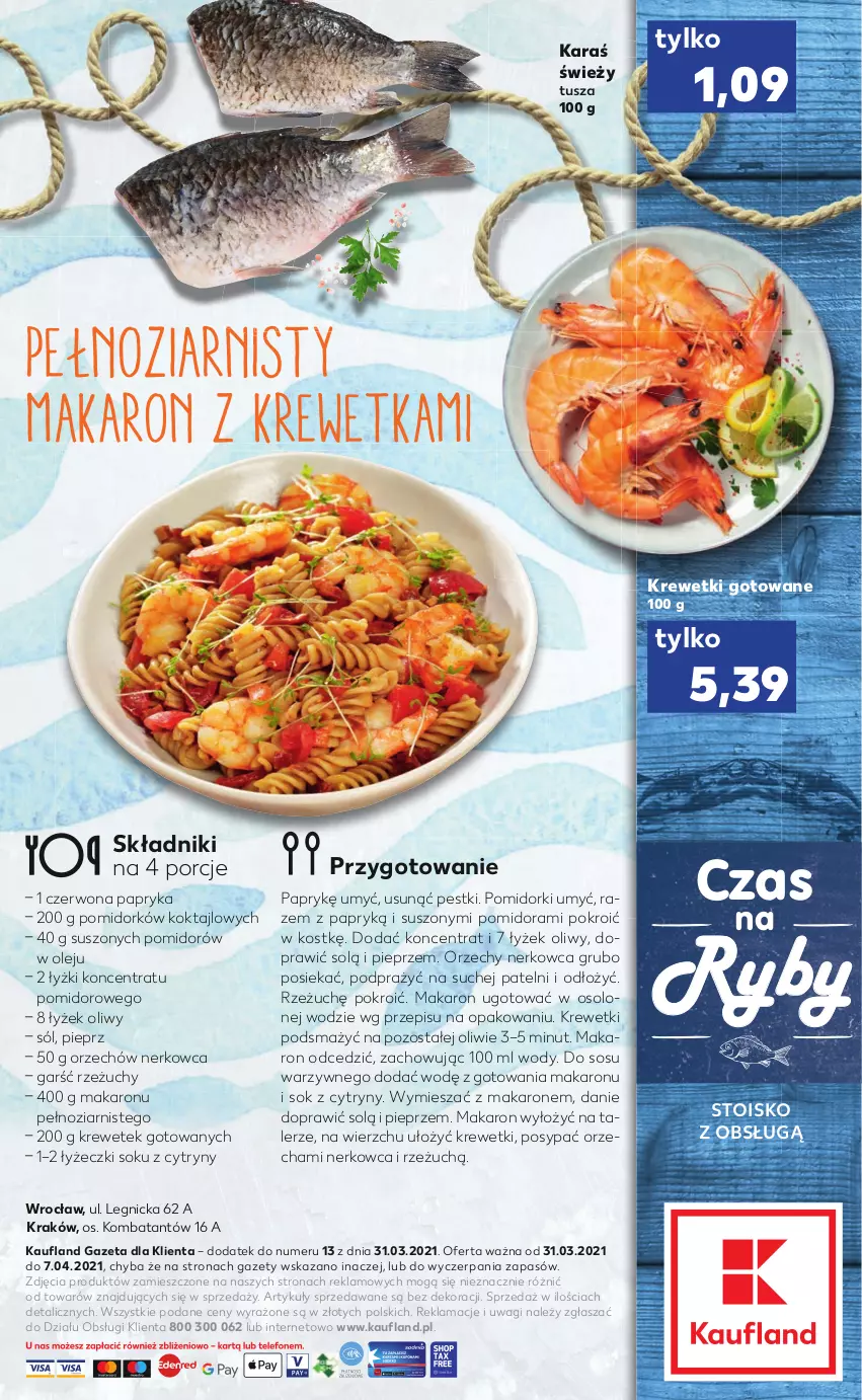 Gazetka promocyjna Kaufland - RYBY - ważna 31.03 do 07.04.2021 - strona 2 - produkty: Cytryny, Krewetki, Makaron, Olej, Papryka, Pieprz, Pomidorki, Por, Sok, Sól, Sos, Talerz, Tusz, Wagi