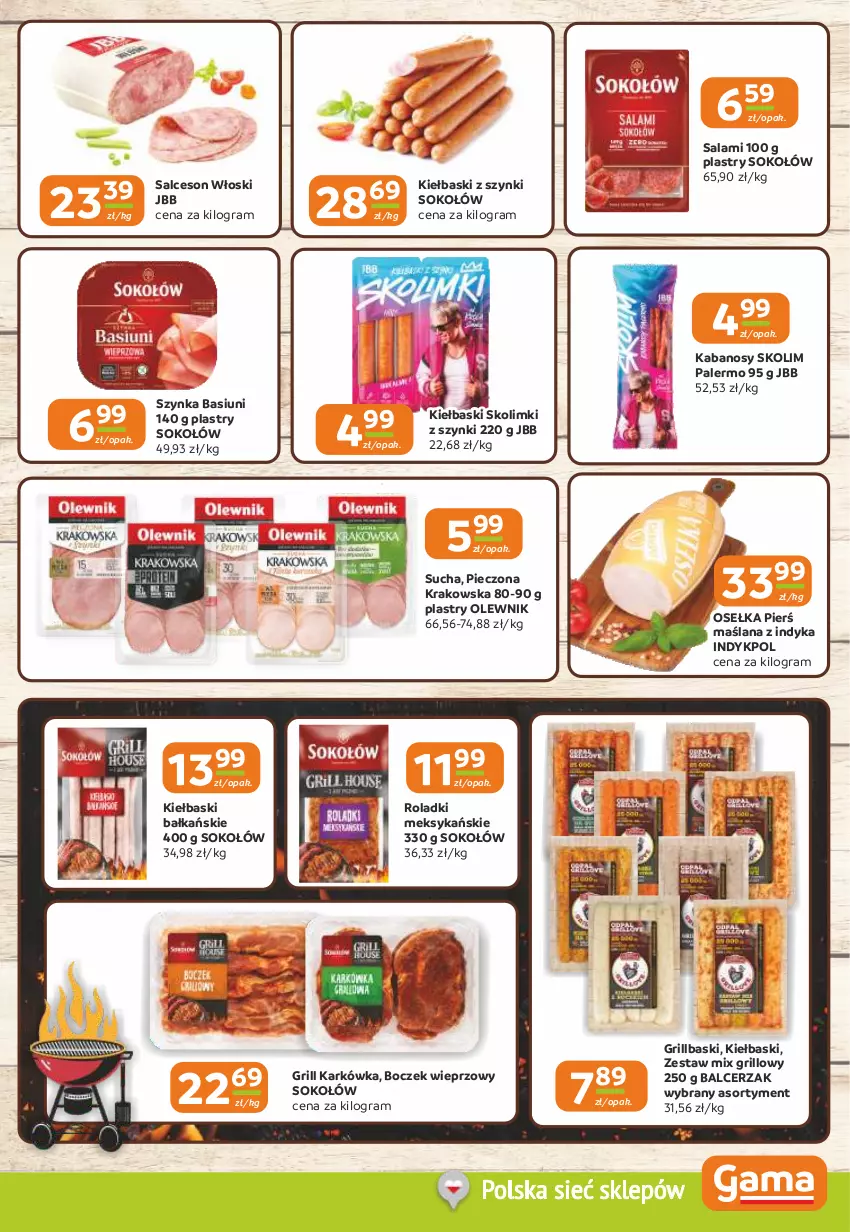 Gazetka promocyjna Gama - Gazetka Gama - ważna 02.07 do 14.07.2026 - strona 3 - produkty: Boczek, Boczek wieprzowy, Gra, Grill, Kabanos, LANA, Olewnik, Piec, Salami, Salceson, Sok, Sokołów, Szynka