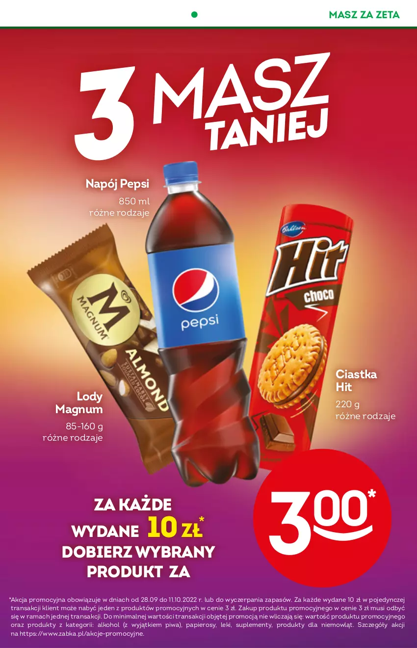 Gazetka promocyjna Żabka - ważna 28.09 do 04.10.2022 - strona 2 - produkty: Ciastka, Lody, Mus, Napój, Papier, Pepsi, Piwa, Rama, Tran