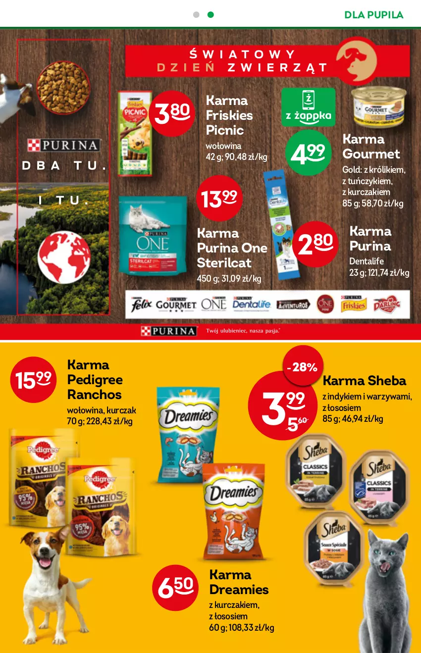 Gazetka promocyjna Żabka - ważna 28.09 do 04.10.2022 - strona 49 - produkty: Friskies, Gourmet Gold, Królik, Kurczak, Pedigree, Pur, Purina, Sheba, Sos, Tuńczyk, Warzywa, Wołowina