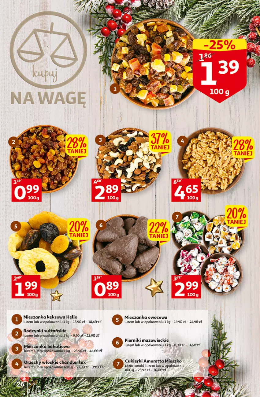 Gazetka promocyjna Auchan - Gazetka Magia Wigilijnego Stołu Auchan Hipermarket - ważna 15.12 do 24.12.2022 - strona 26 - produkty: Cukier, Cukierki, Helio, Kaki, Piernik, Rodzynki