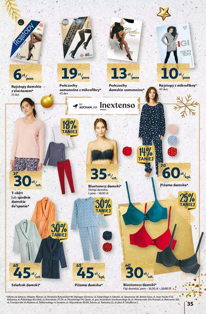 Gazetka promocyjna Auchan - Gazetka Magia Wigilijnego Stołu Auchan Hipermarket - ważna 15.12 do 24.12.2022 - strona 35 - produkty: Acer, Biustonosz, Cars, Figi, Piżama, Pończochy, Rajstopy, Sos, Spodnie, Stringi, Szlafrok, T-shirt, Top