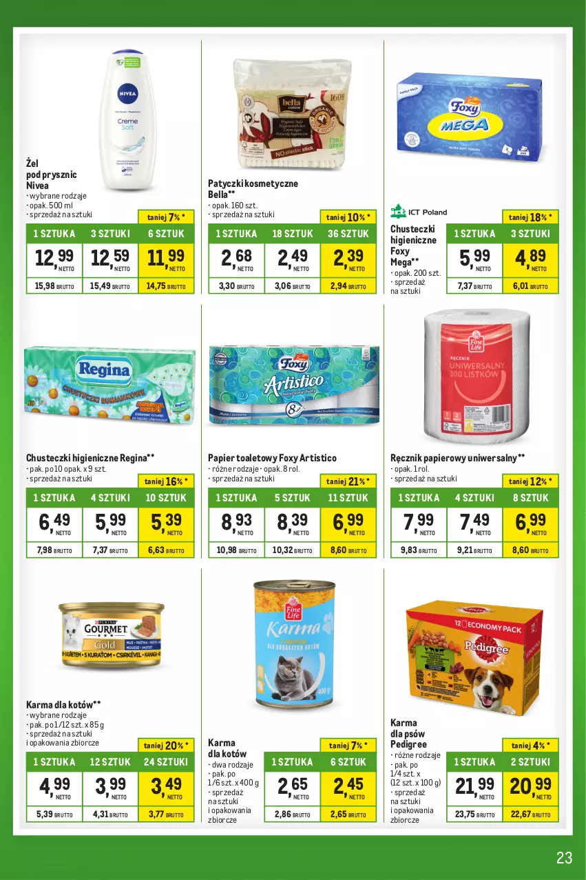 Gazetka promocyjna Makro - Kupujesz więcej płacisz mniej - oferta z alkoholem - ważna 01.10 do 31.10.2023 - strona 23 - produkty: Bell, Bella, Chusteczki, Foxy, Gin, Nivea, Papier, Papier toaletowy, Patyczki kosmetyczne, Pedigree, Ręcznik