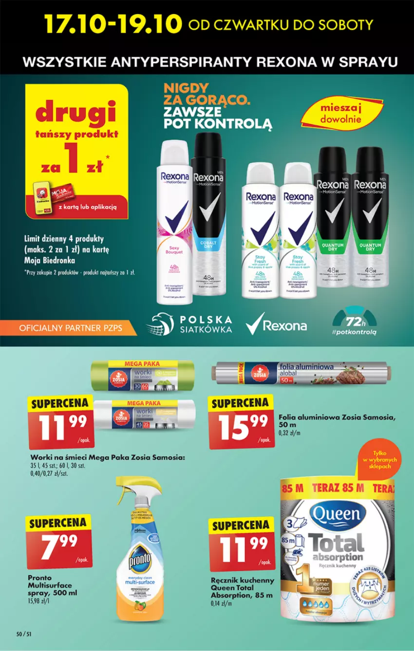 Gazetka promocyjna Biedronka - Od czwartku - ważna 17.10 do 23.10.2024 - strona 54 - produkty: Antyperspirant, Dron, Fa, Folia aluminiowa, Pronto, Rexona, Ser, Surf, Tera