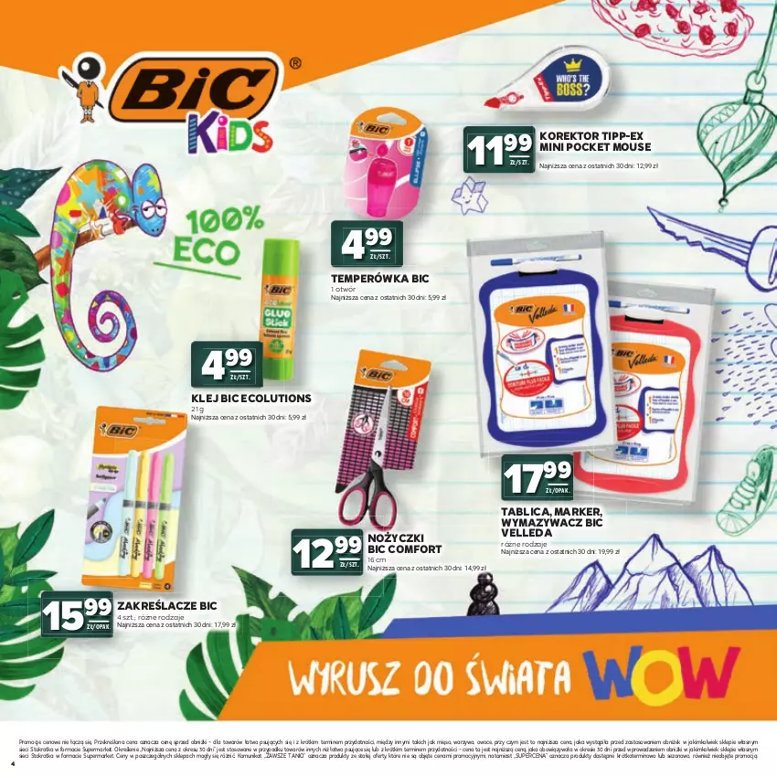Gazetka promocyjna Stokrotka - Katalog Witaj Szkoło! - ważna 23.07 do 12.08.2026 - strona 4 - produkty: BIC, Klej, Marker, Mięso, Noż, Nożyczki, Owoce, Warzywa