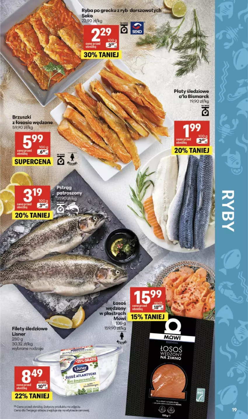 Gazetka promocyjna Delikatesy Centrum - Franczyza DC10 Czwartek - ważna 05.03 do 11.03.2026 - strona 19 - produkty: Dorsz, Lisner, Płaty śledziowe, Ryba, Ryba po grecku, SEKO