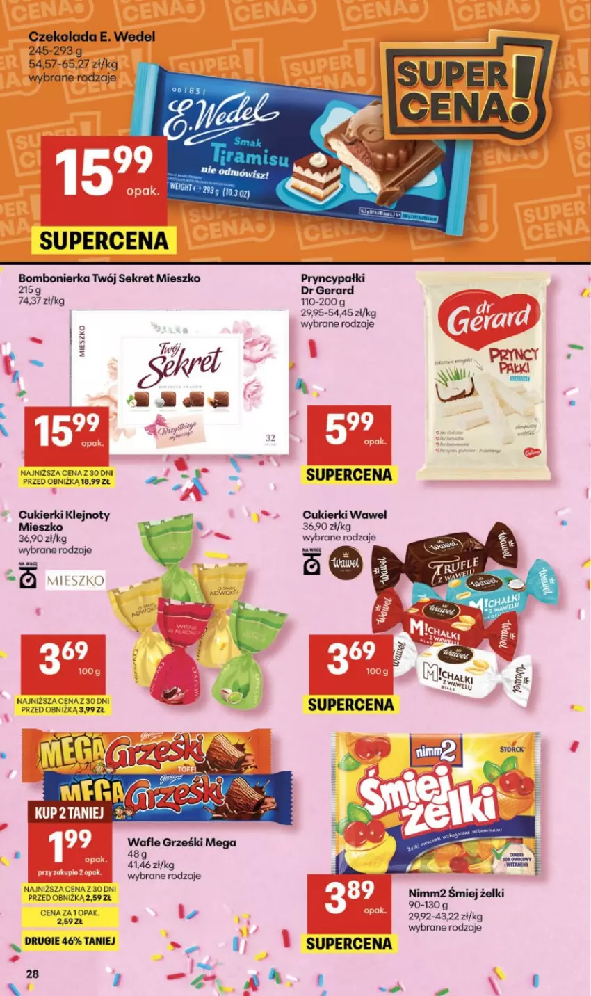 Gazetka promocyjna Delikatesy Centrum - Franczyza DC10 Czwartek - ważna 05.03 do 11.03.2026 - strona 28 - produkty: Cukier, Cukierki, Czekolada, Dr Gerard, E. Wedel, Grześki, Klej, Kret, Wafle, Wagi, Wawel
